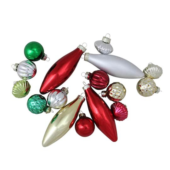 16ct. Traditional Glass Finial, Onion & Ball Ornaments By Northlight in Red/Green | Michaels®
